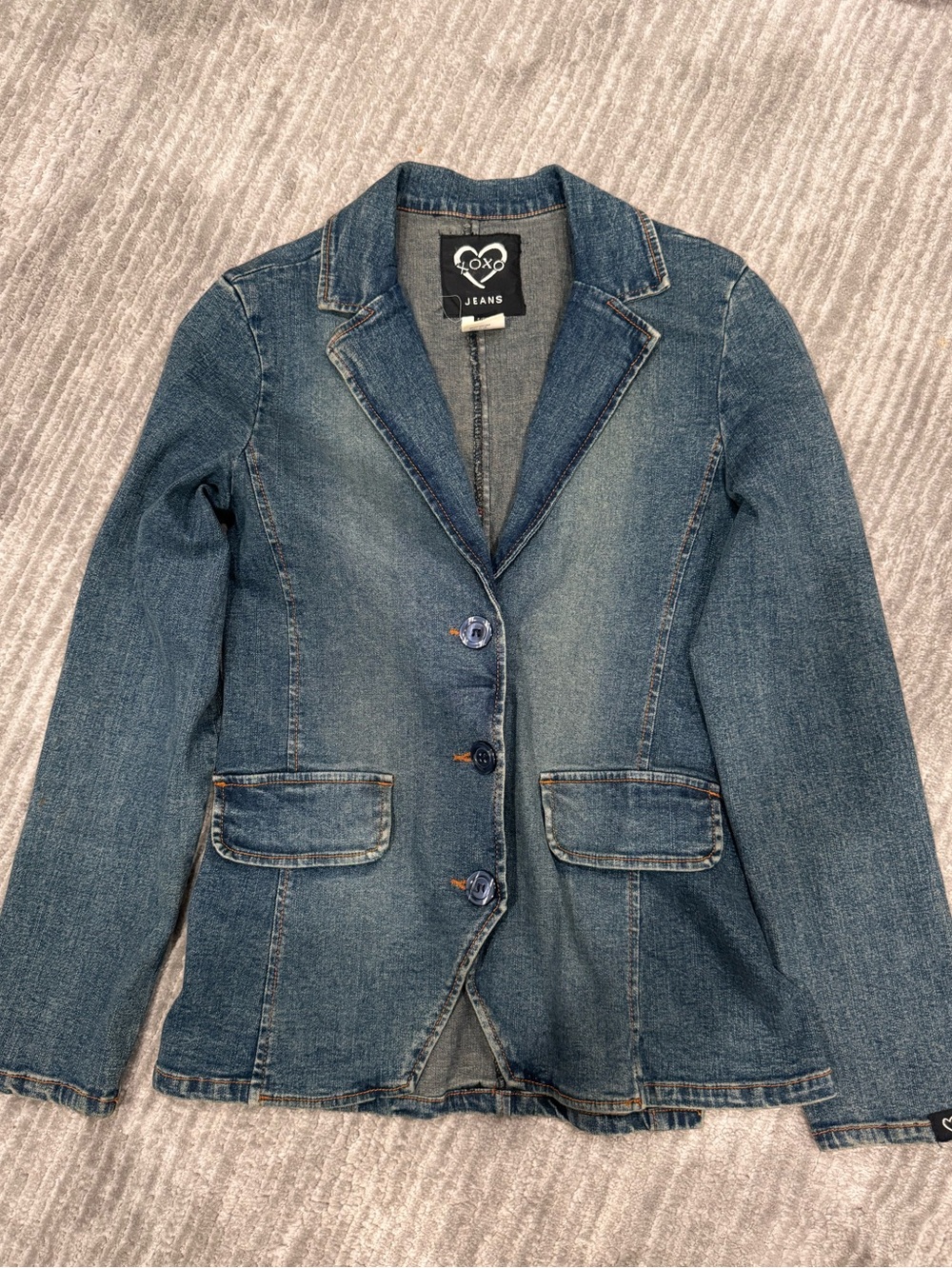 Vintage XOXO Women's Blue Denim Blazer Jacket